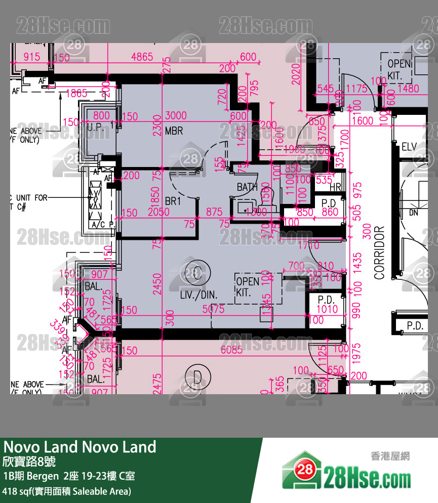 Novo Land 1B期 Bergen  2座 23樓 C室 平面圖