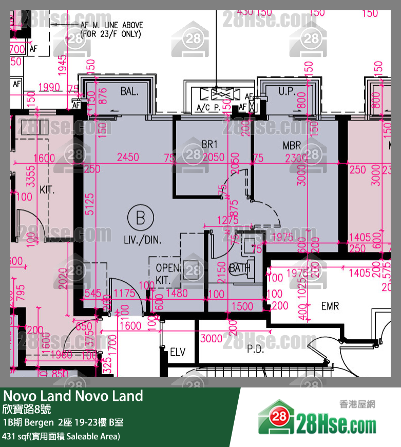 Novo Land 1B期 Bergen  2座 20樓 B室 平面圖