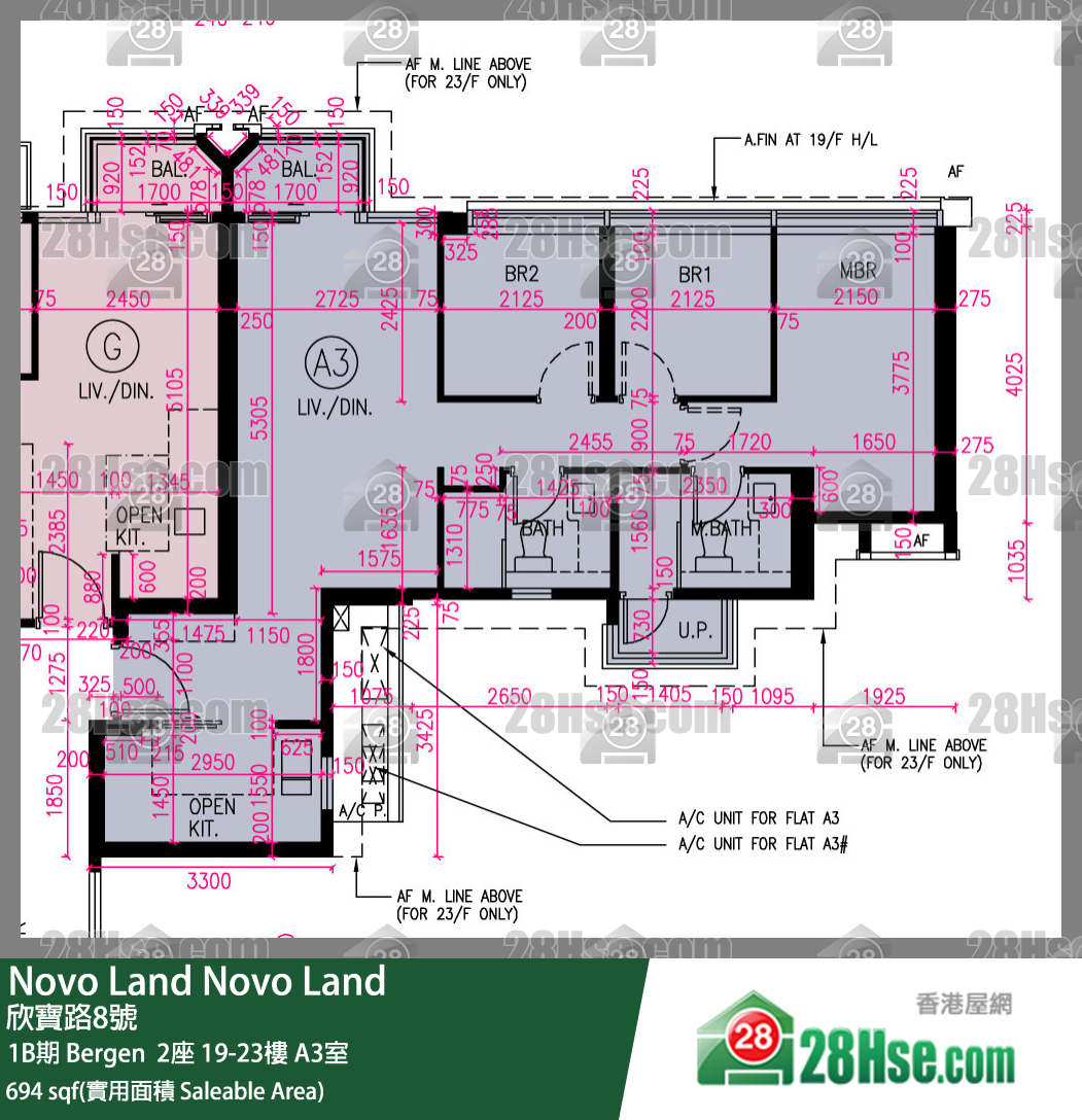 Novo Land 1B期 Bergen  2座 20樓 A3室 平面圖
