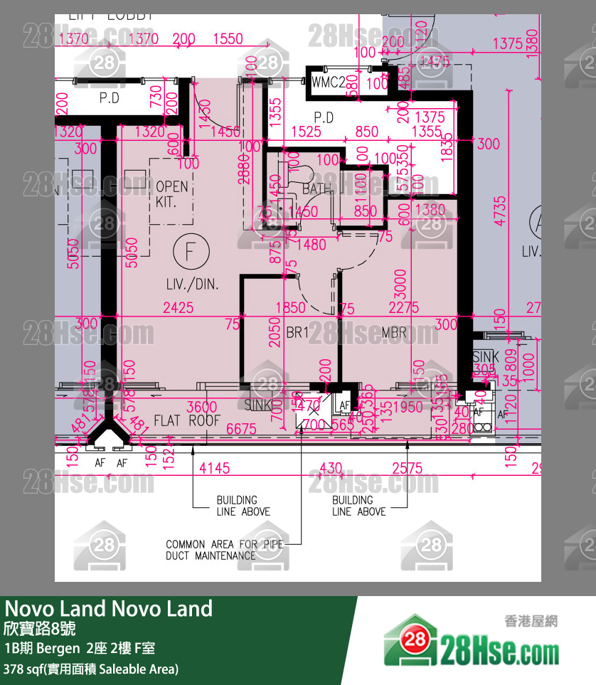 Novo Land 1B期 Bergen  2座 2樓 F室 平面圖
