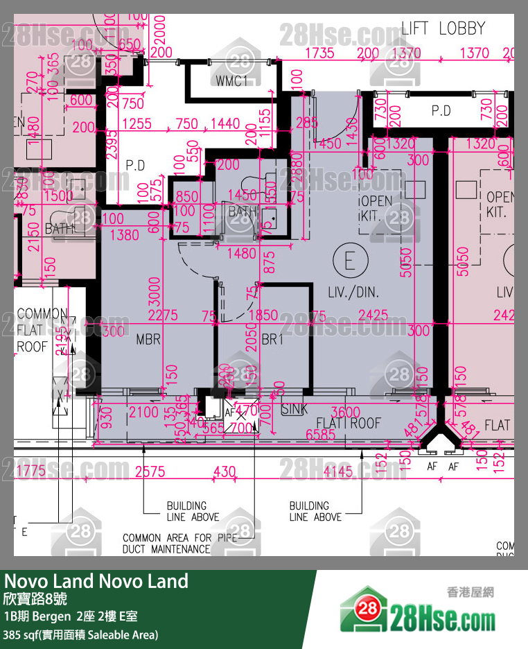 Novo Land 1B期 Bergen  2座 2楼 E室 平面图
