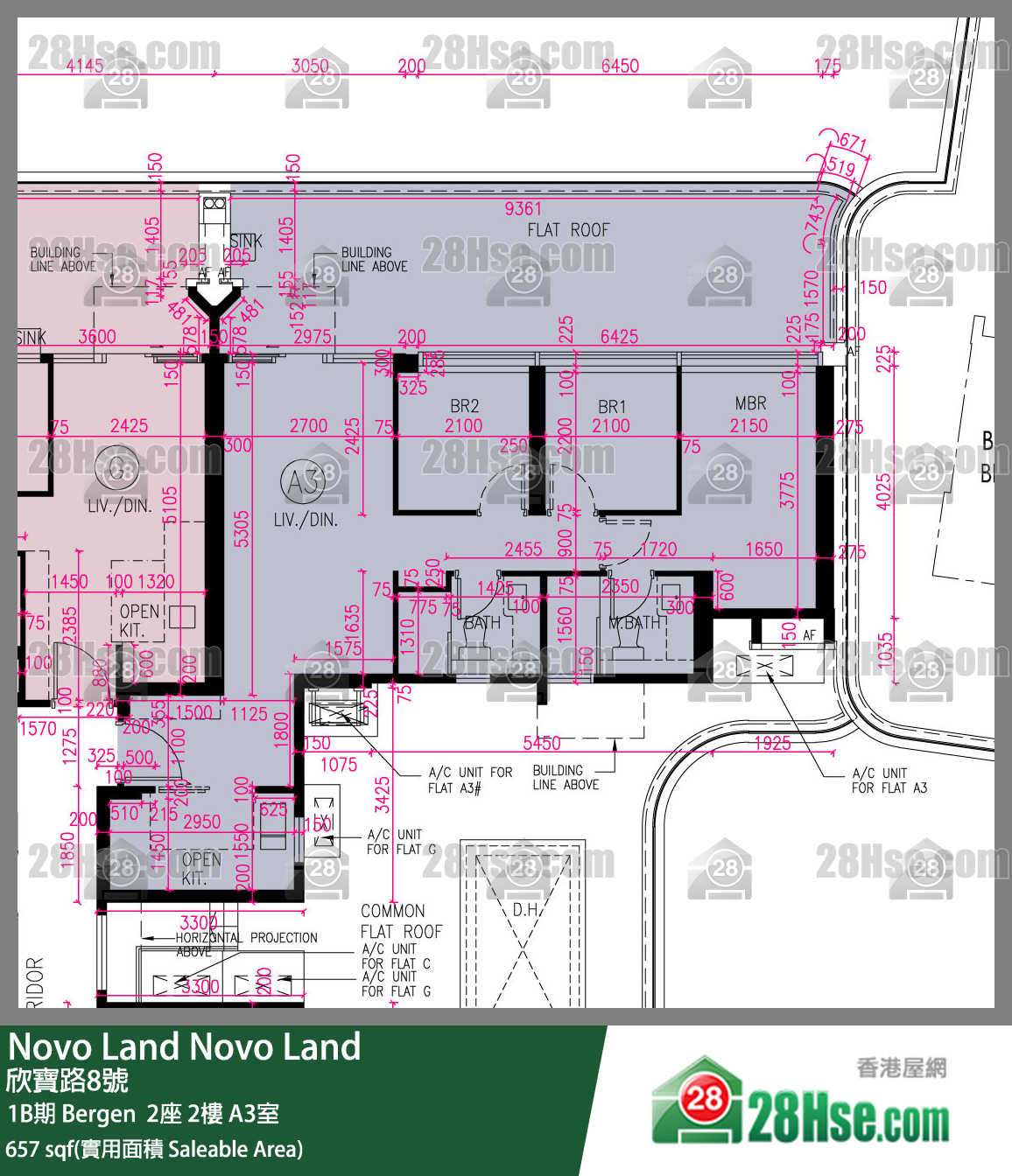 Novo Land 1B期Bergen  2座2樓 A3室 平面圖
