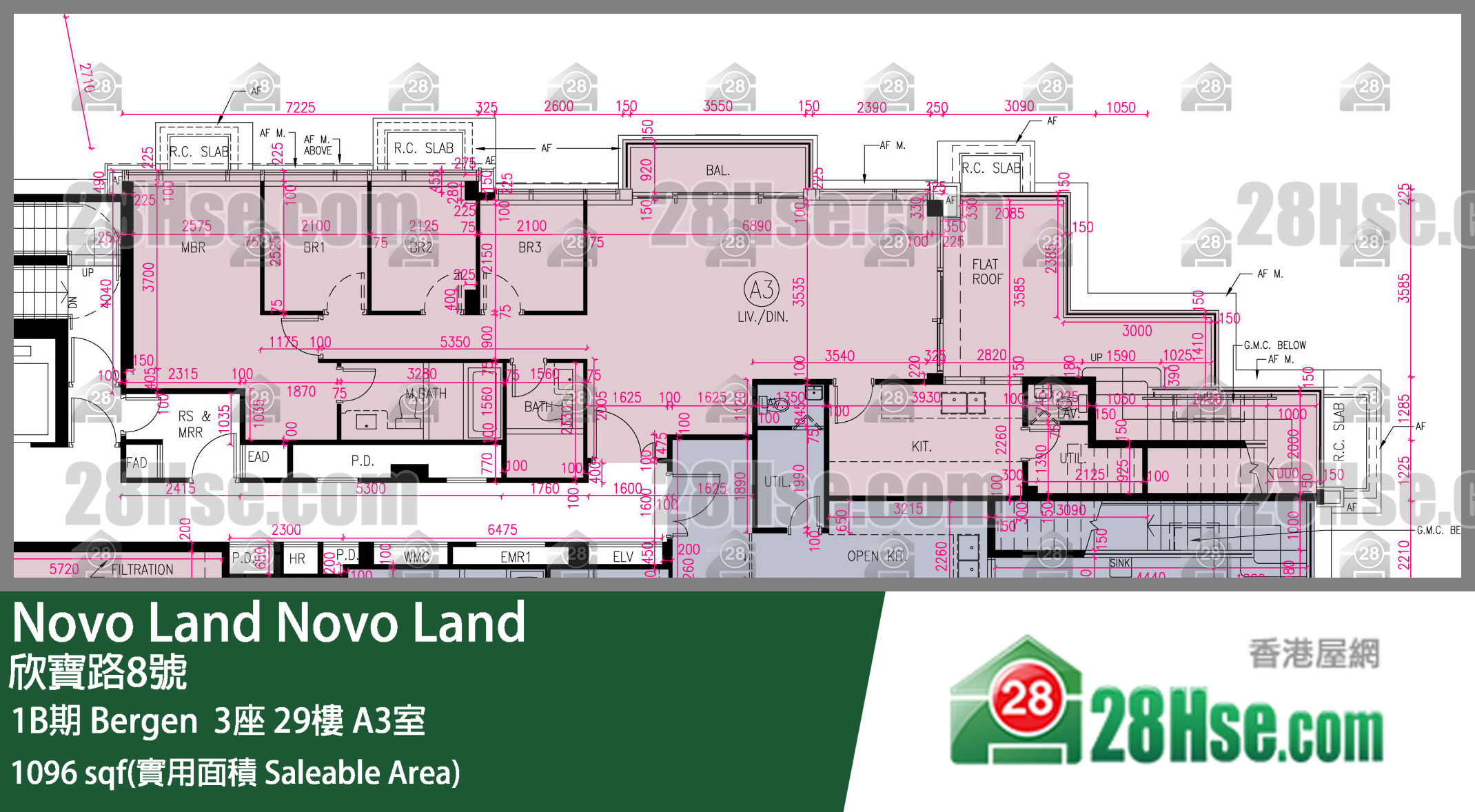 Novo Land 1B期Bergen  3座29樓 A3室 平面圖