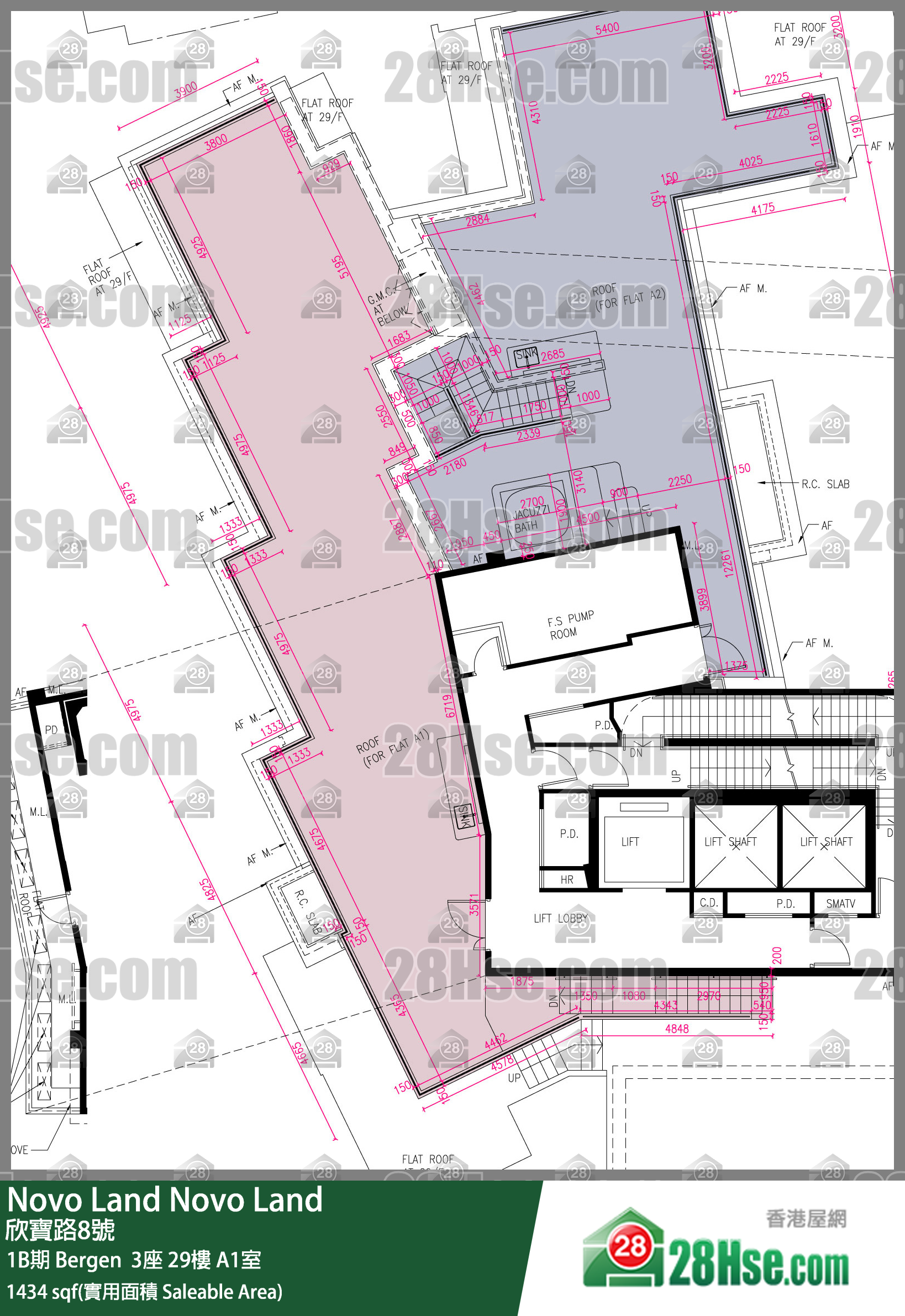 Novo Land 1B期Bergen  3座29樓 A1室 平面圖