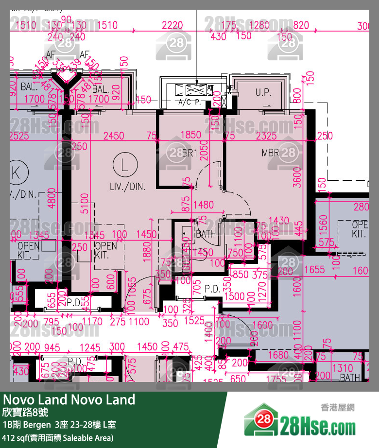 Novo Land 1B期 Bergen  3座 23樓 L室 平面圖
