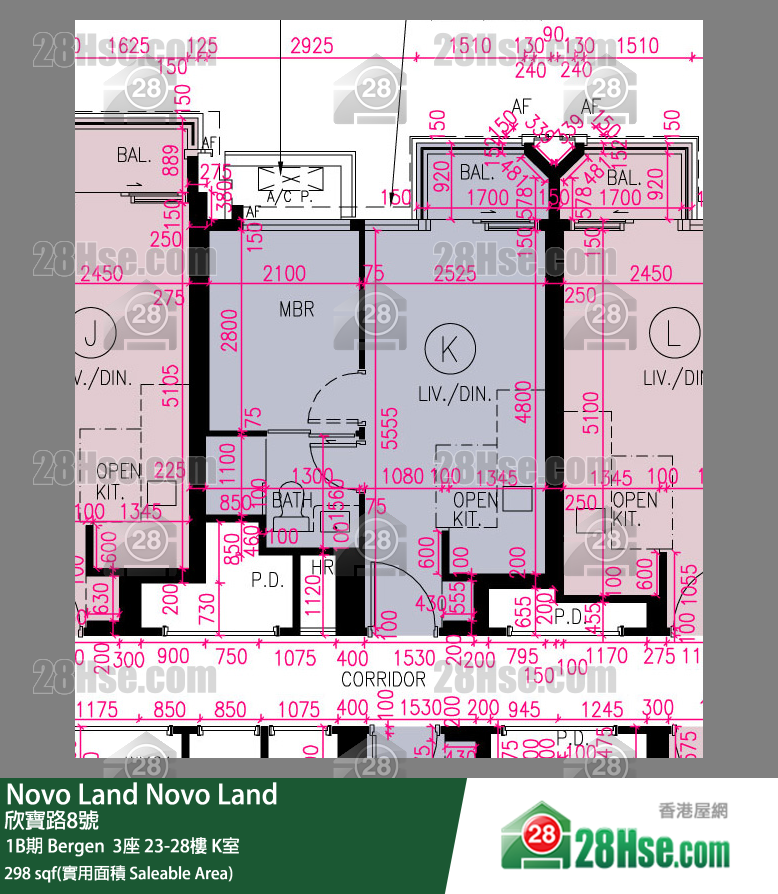 Novo Land 1B期 Bergen  3座 27樓 K室 平面圖