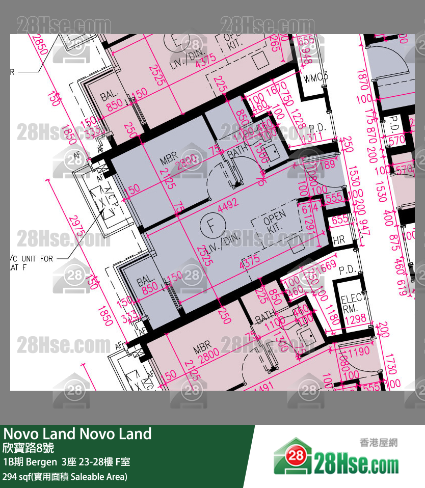 Novo Land 1B期 Bergen  3座 27樓 F室 平面圖