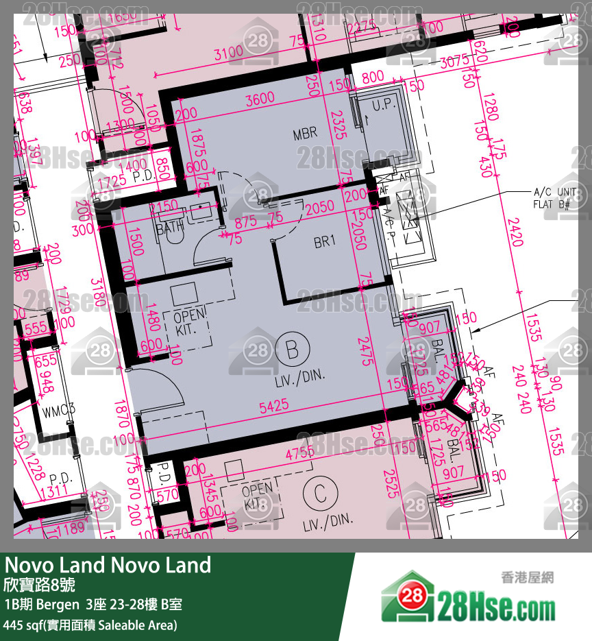 Novo Land 1B期 Bergen  3座 25楼 B室 平面图