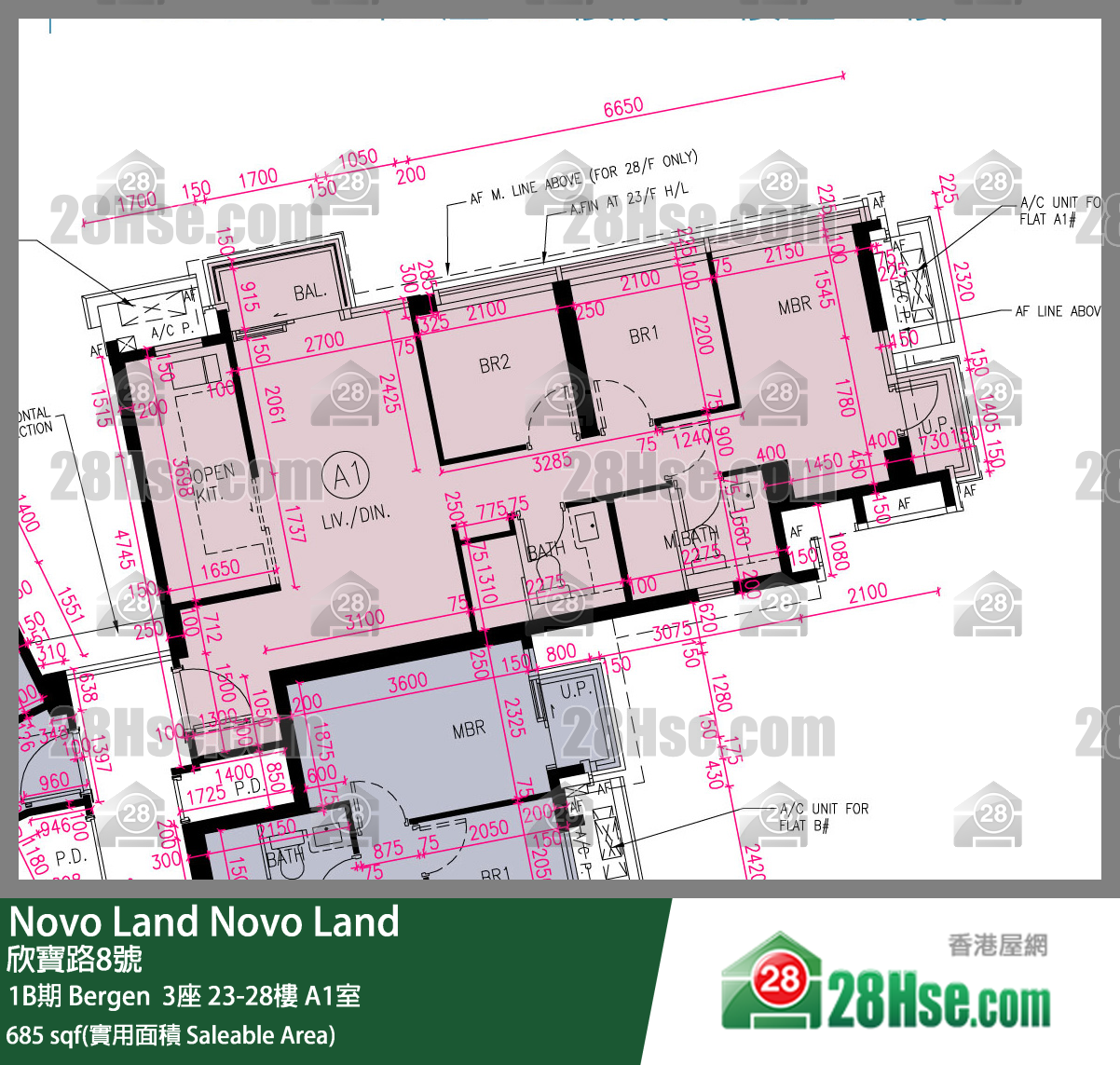 Novo Land 1B期 Bergen  3座 26樓 A1室 平面圖
