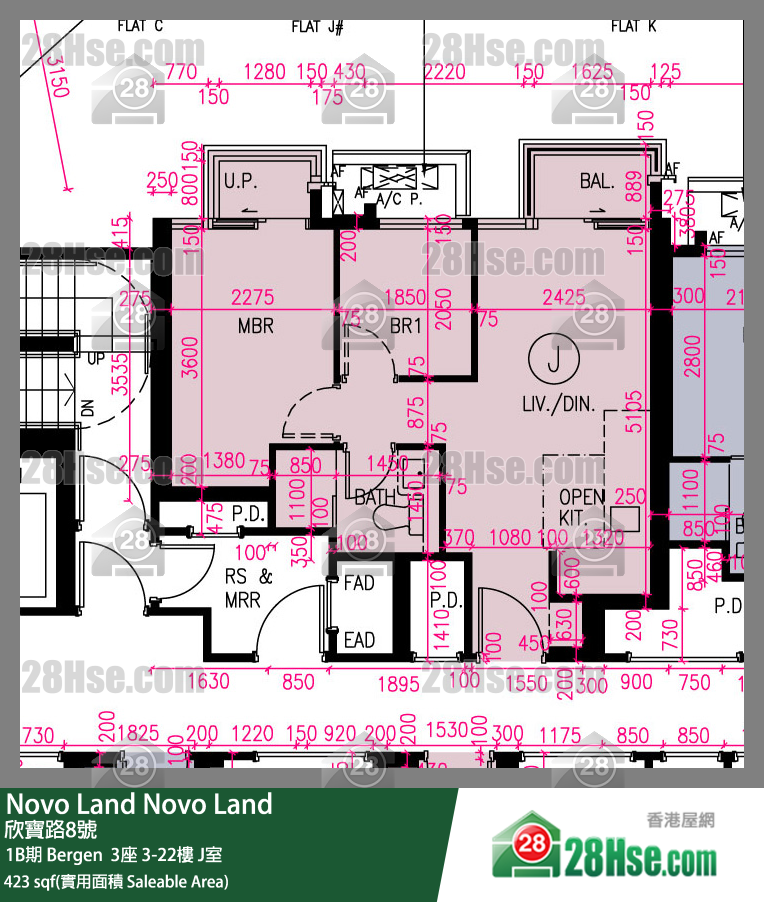 Novo Land 1B期 Bergen  3座 20樓 J室 平面圖