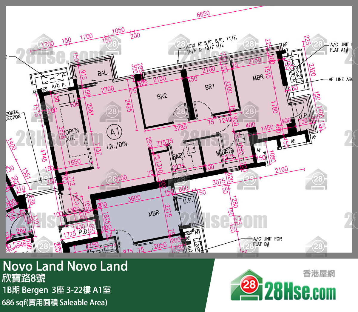 Novo Land 单位平面图(由 28Hse 提供)