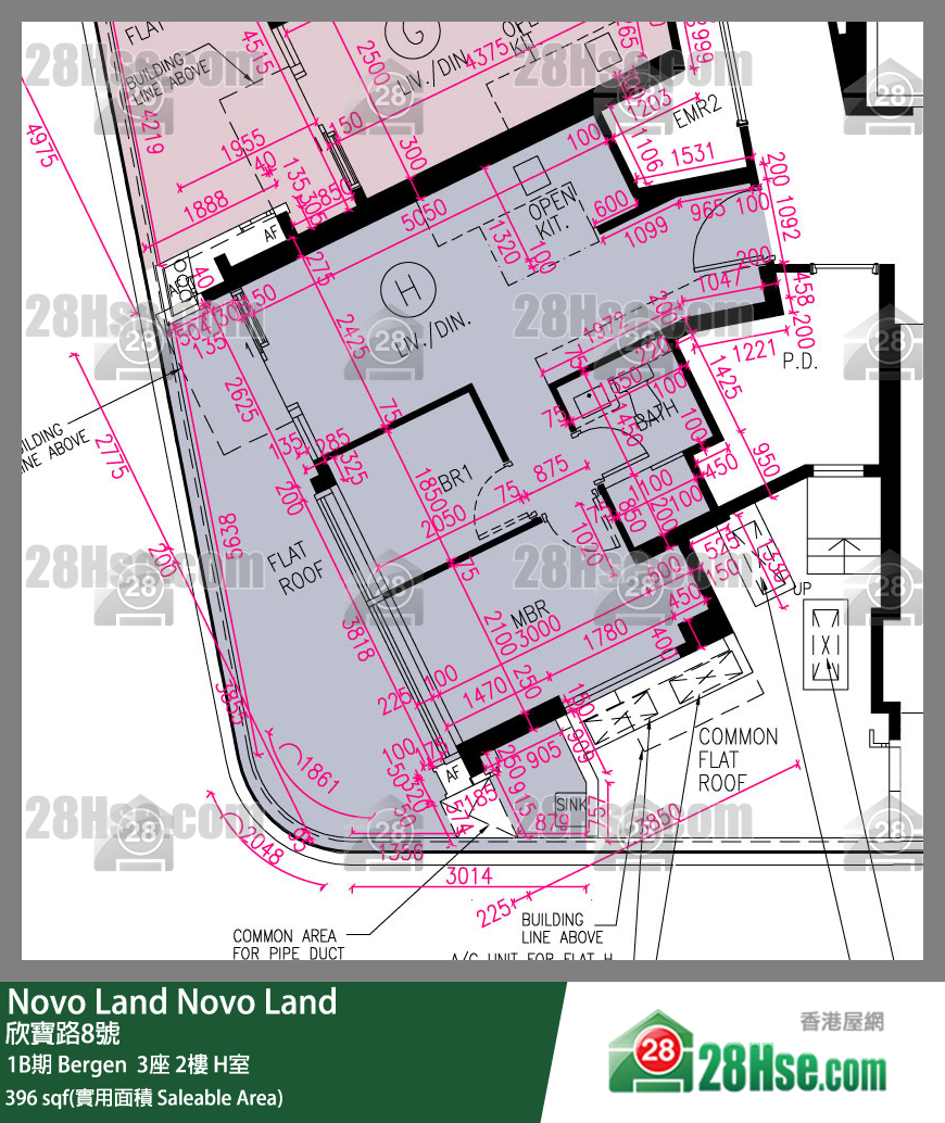Novo Land 1B期 Bergen  3座 2楼 H室 平面图