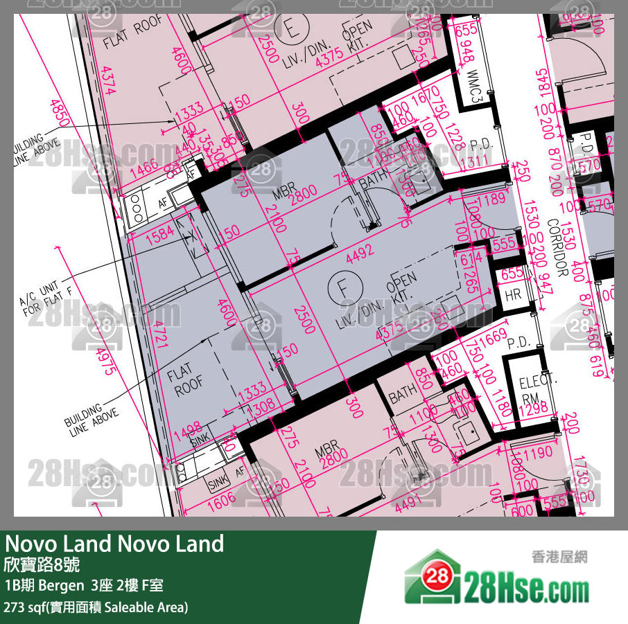 Novo Land 1B期 Bergen  3座 2楼 F室 平面图