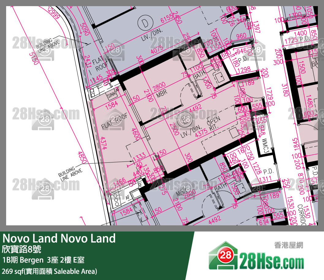 Novo Land 1B期 Bergen  3座 2樓 E室 平面圖