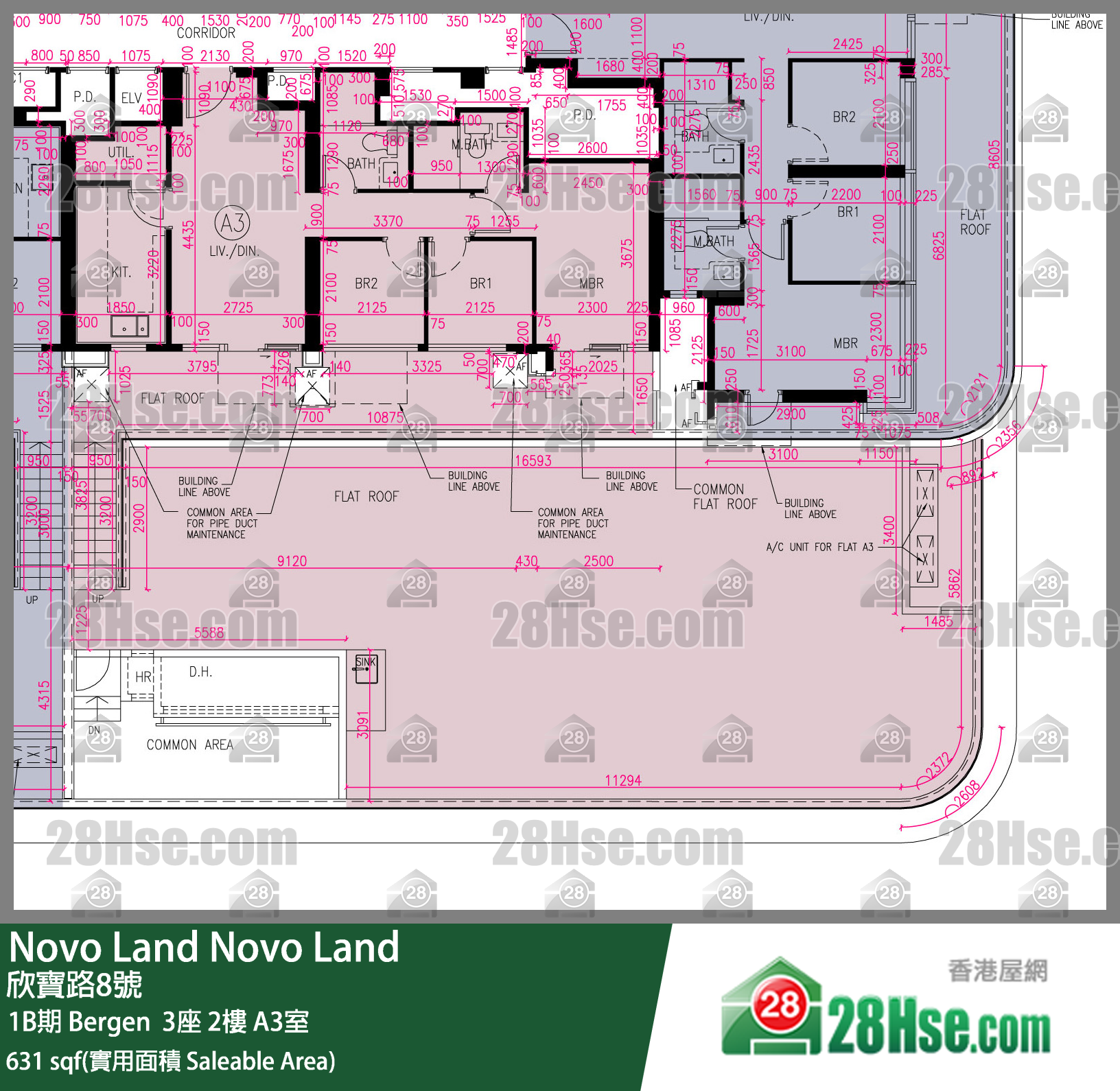 Novo Land 1B期Bergen  3座2樓 A3室 平面圖