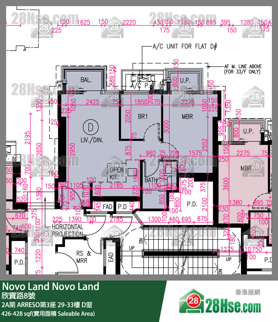 Novo Land 2A期 ARRESO第3座 32樓 D室 平面圖