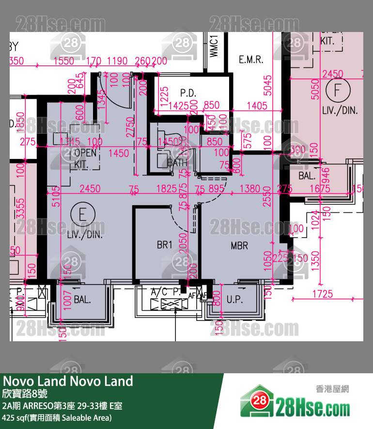Novo Land 2A期 ARRESO第3座 33樓 E室 平面圖