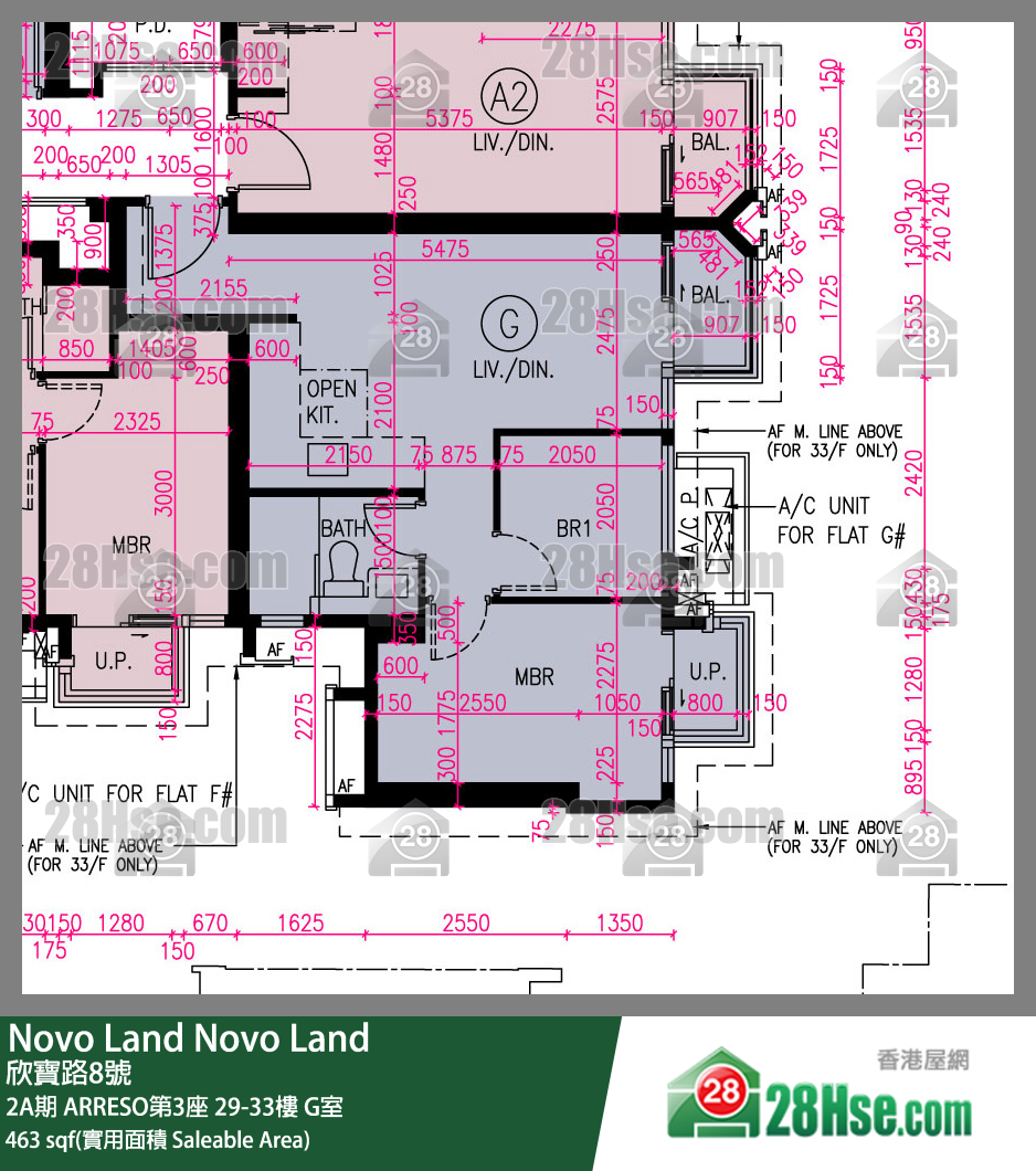 Novo Land 2A期 ARRESO第3座 31樓 G室 平面圖