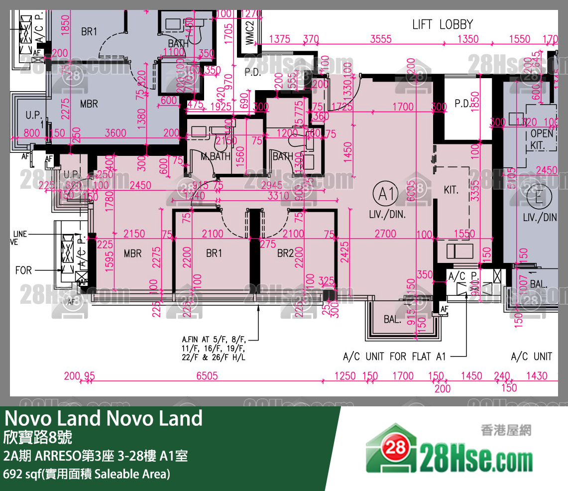 Novo Land 2A期ARRESO第3座28樓 A1室 平面圖