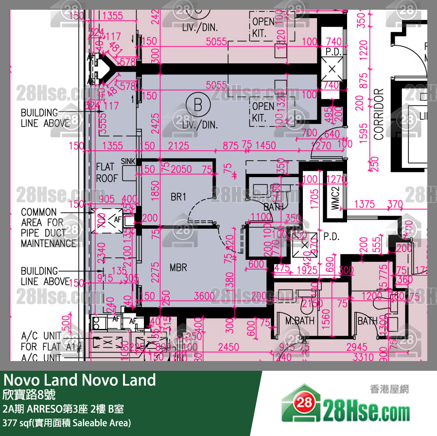 Novo Land 2A期ARRESO第3座2樓 B室 平面圖