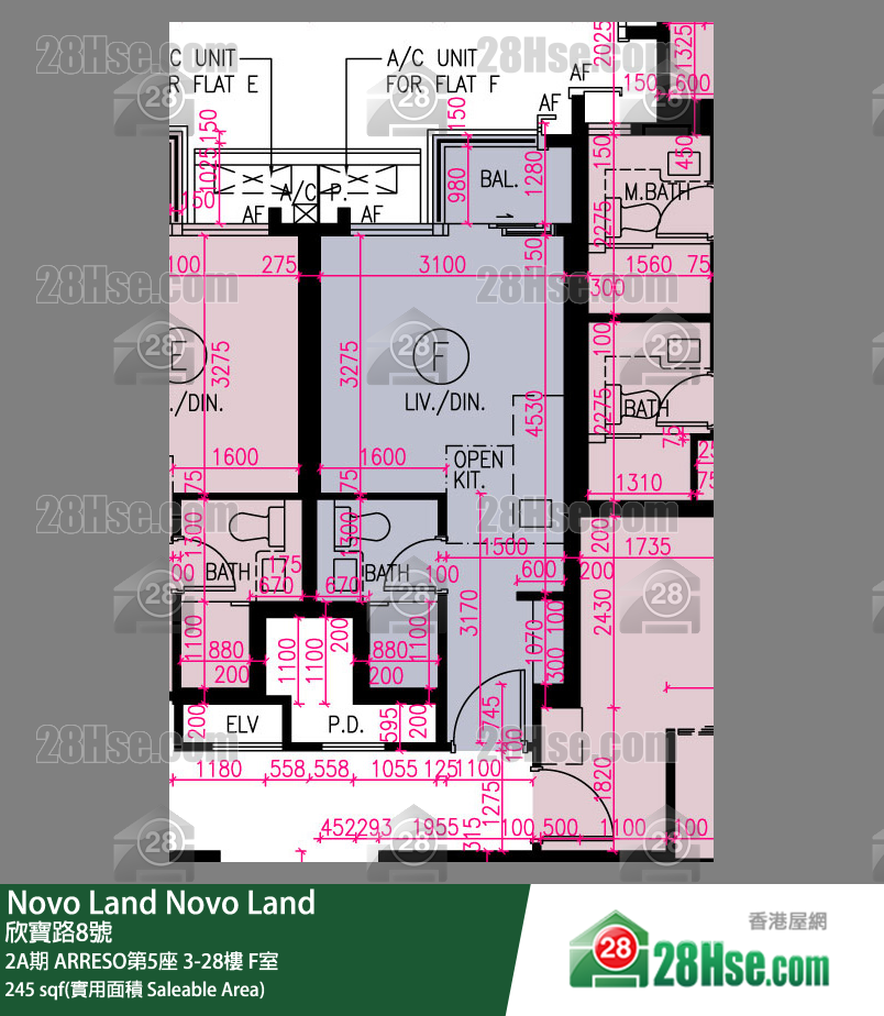 Novo Land 单位平面图(由 28Hse 提供)