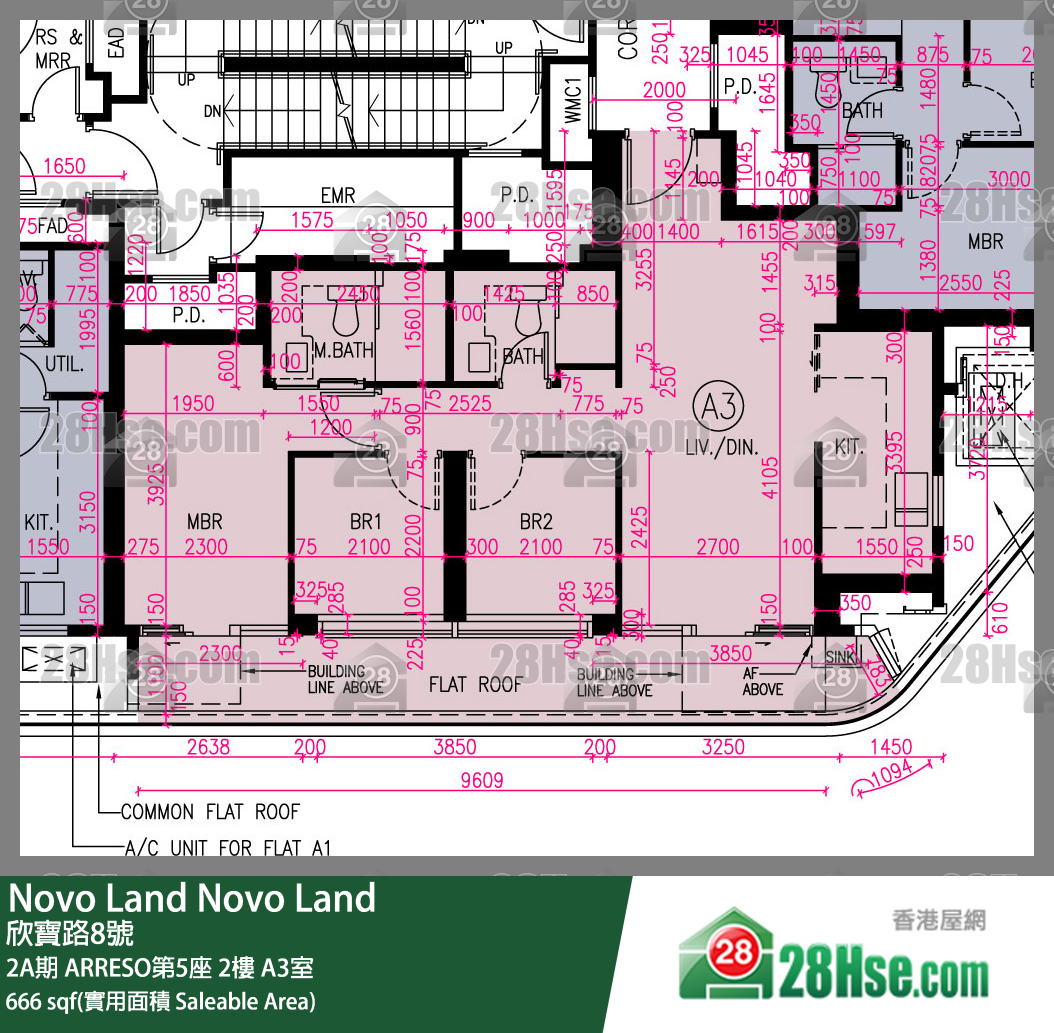 Novo Land 2A期ARRESO第5座2樓 A3室 平面圖