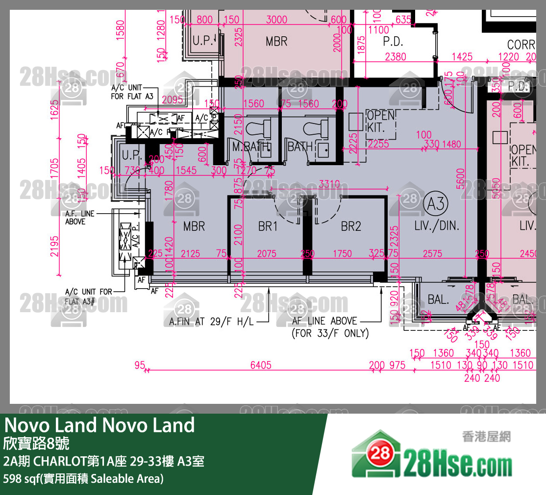 Novo Land 2A期CHARLOT第1A座30樓 A3室 平面圖