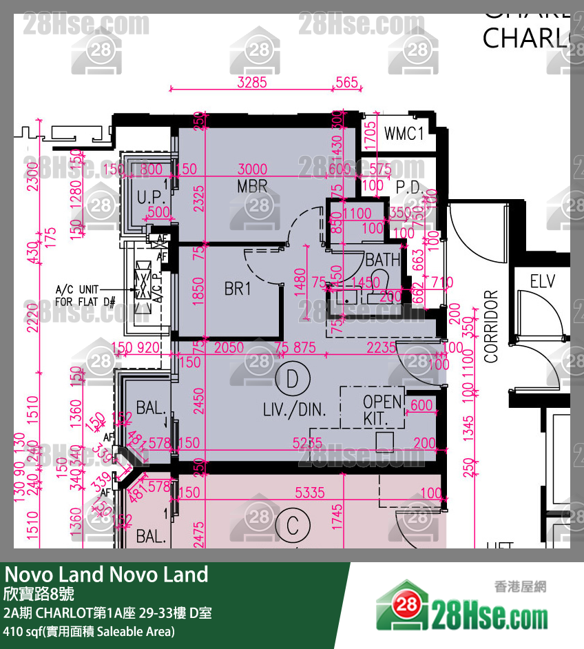 Novo Land 2A期 CHARLOT第1A座 30樓 D室 平面圖