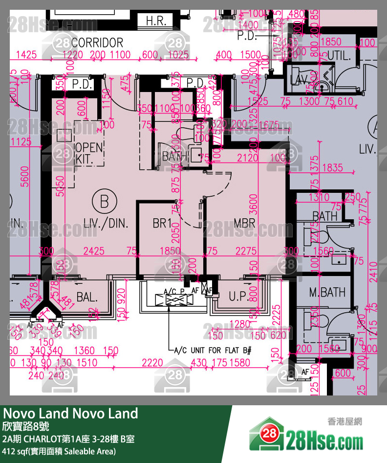 Novo Land 2A期 CHARLOT第1A座 26樓 B室 平面圖