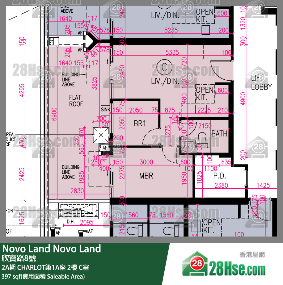 Novo Land 2A期CHARLOT第1A座2樓 C室 平面圖