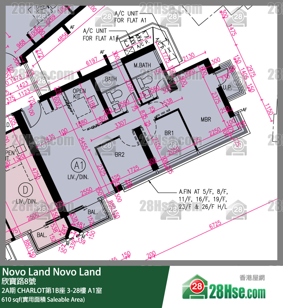 Novo Land 2A期 CHARLOT第1B座 18樓 A1室 平面圖