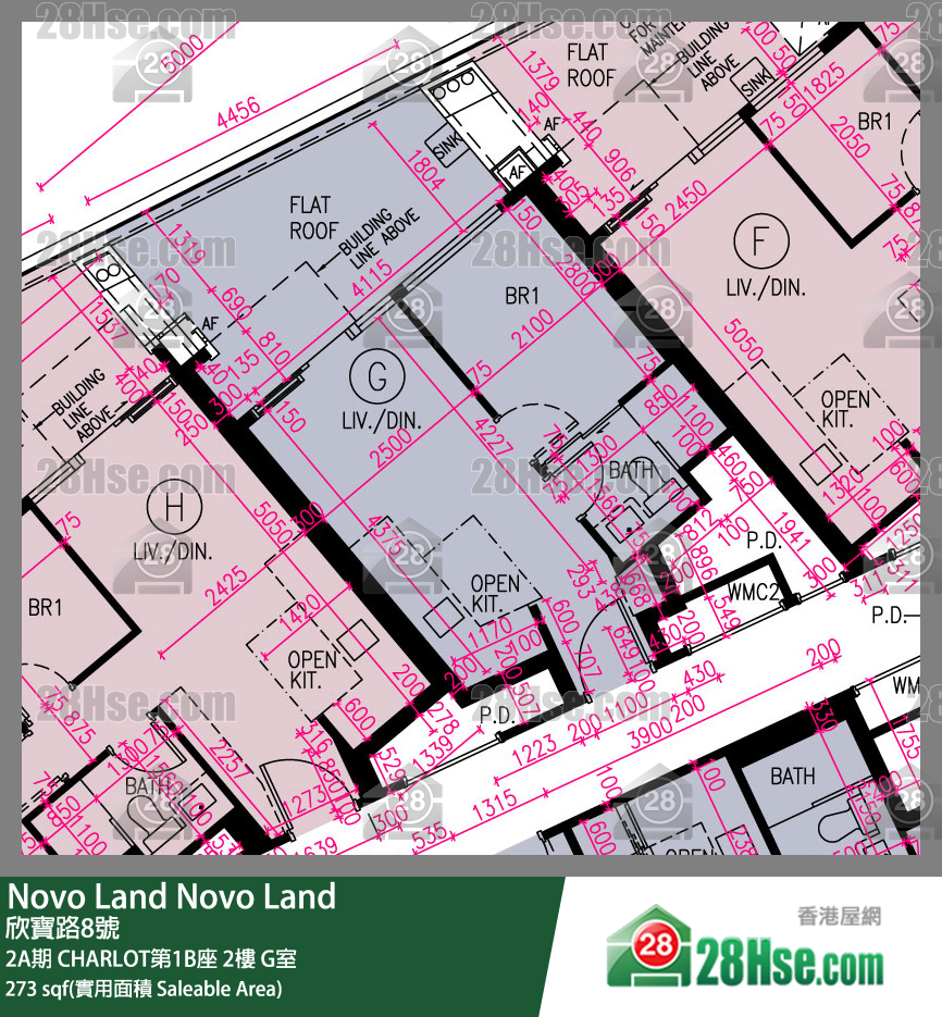 Novo Land 2A期CHARLOT第1B座2樓 G室 平面圖