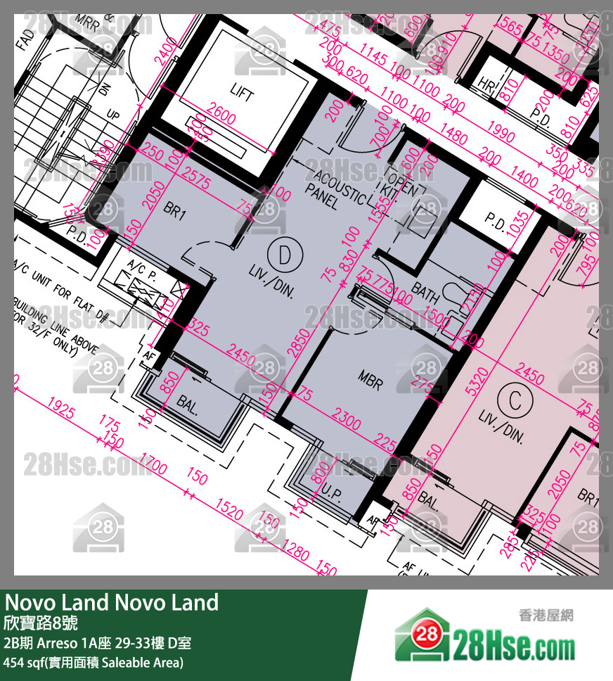 Novo Land 2B期 Arreso 1A座 32樓 D室 平面圖