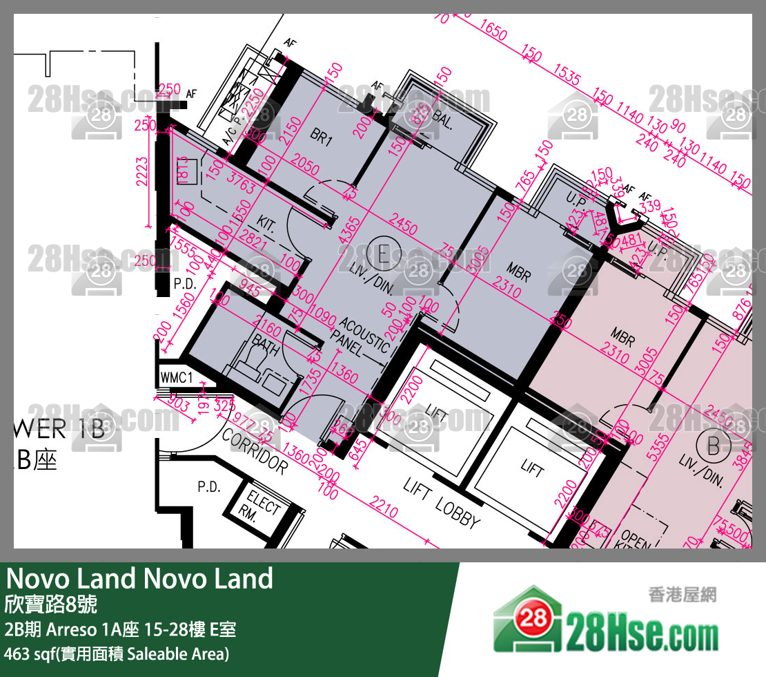 Novo Land 2B期 Arreso 1A座 28樓 E室 平面圖