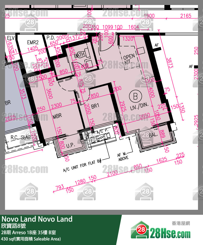 Novo Land 2B期 Arreso 1B座 35楼 B室 平面图