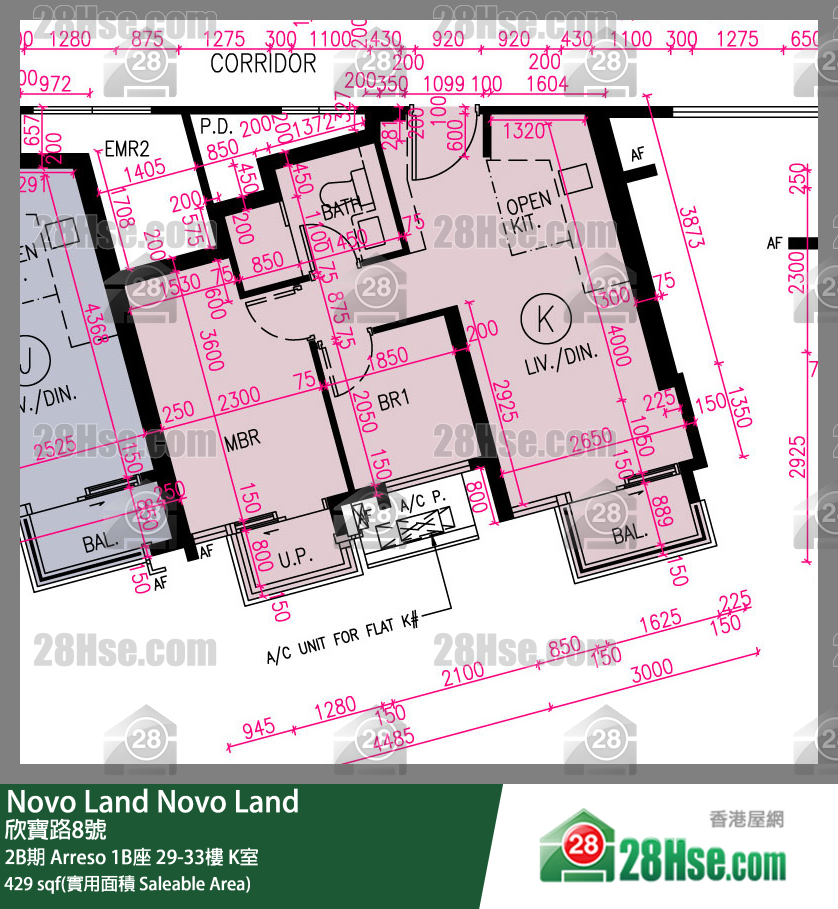 Novo Land 2B期 Arreso 1B座 31樓 K室 平面圖
