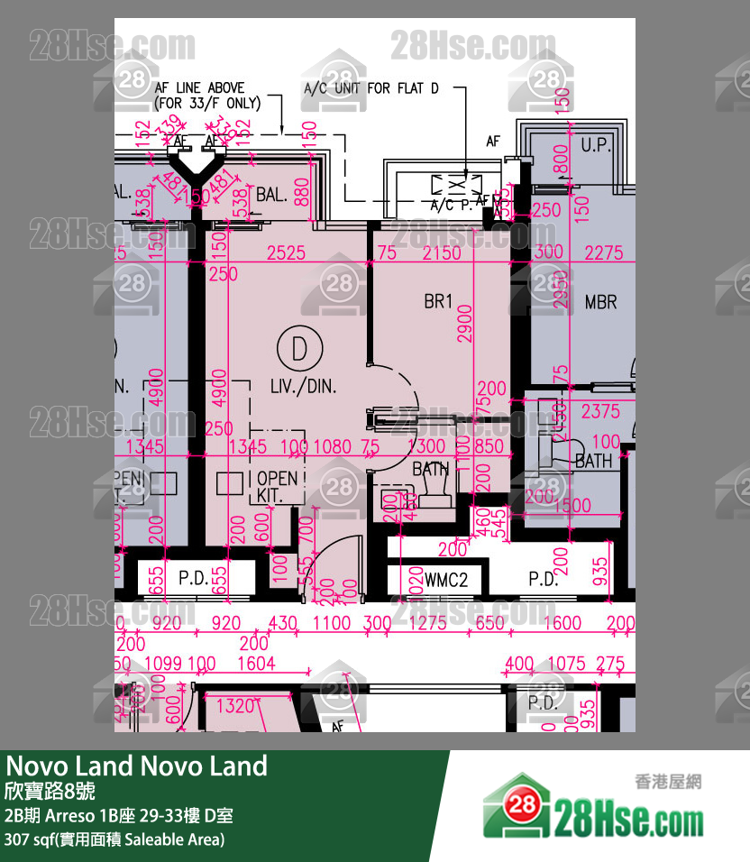 Novo Land 2B期 Arreso 1B座 33樓 D室 平面圖