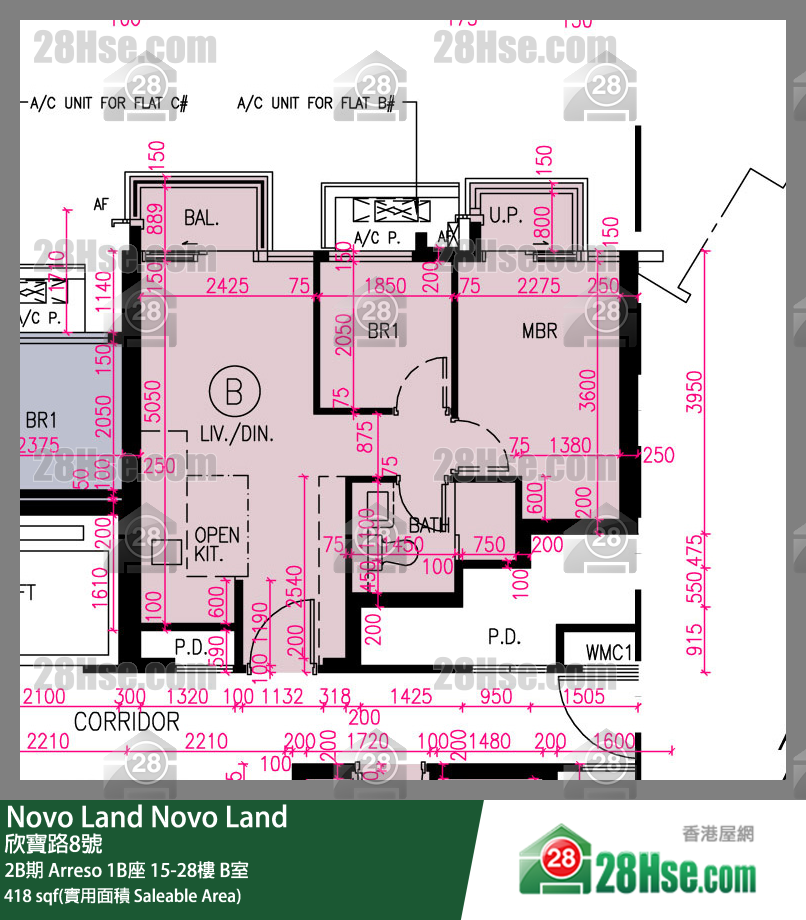 Novo Land 2B期 Arreso 1B座 20樓 B室 平面圖
