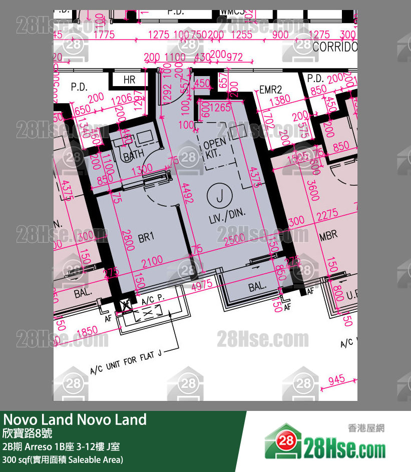 Novo Land 2B期 Arreso 1B座 5樓 J室 平面圖