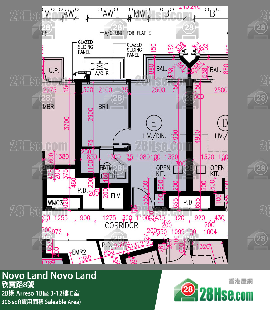 Novo Land 2B期 Arreso 1B座 10樓 E室 平面圖
