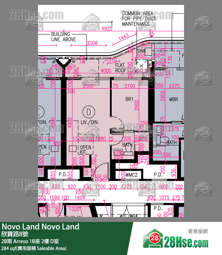 Novo Land 2B期 Arreso 1B座 2樓 D室 平面圖