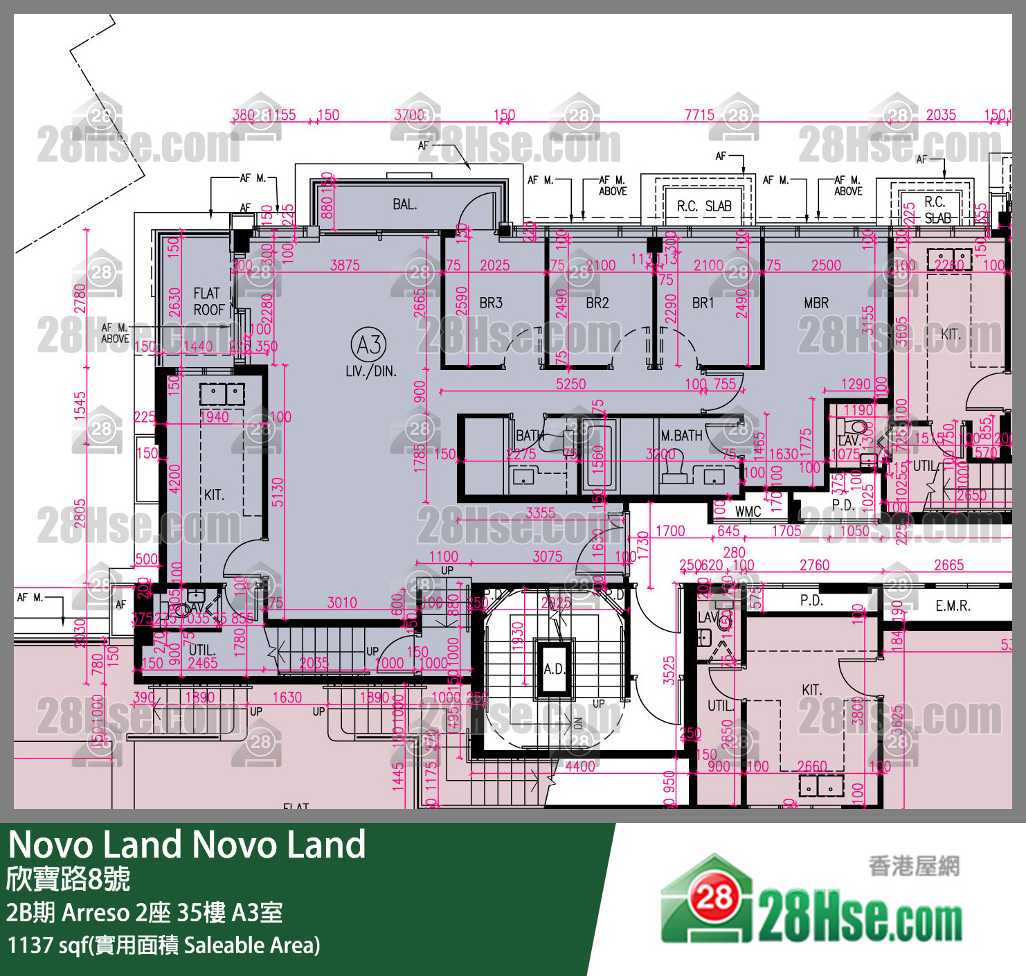 Novo Land 2B期Arreso 2座35樓 A3室 平面圖