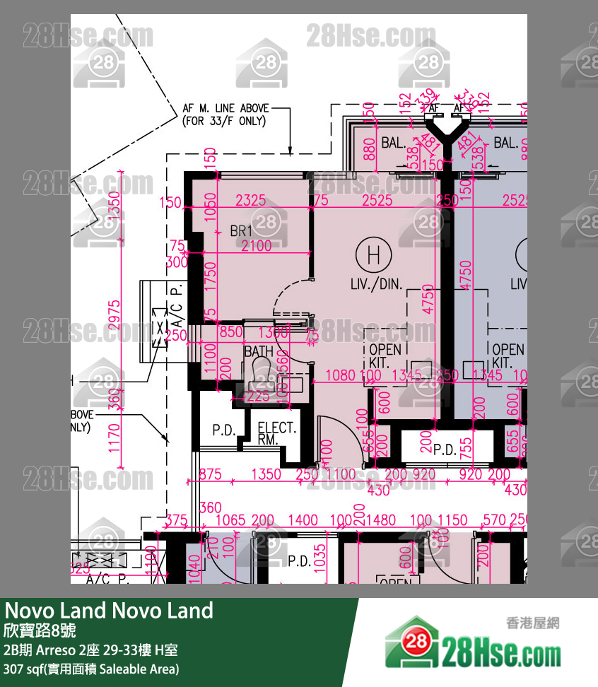 Novo Land 2B期 Arreso 2座 29樓 H室 平面圖