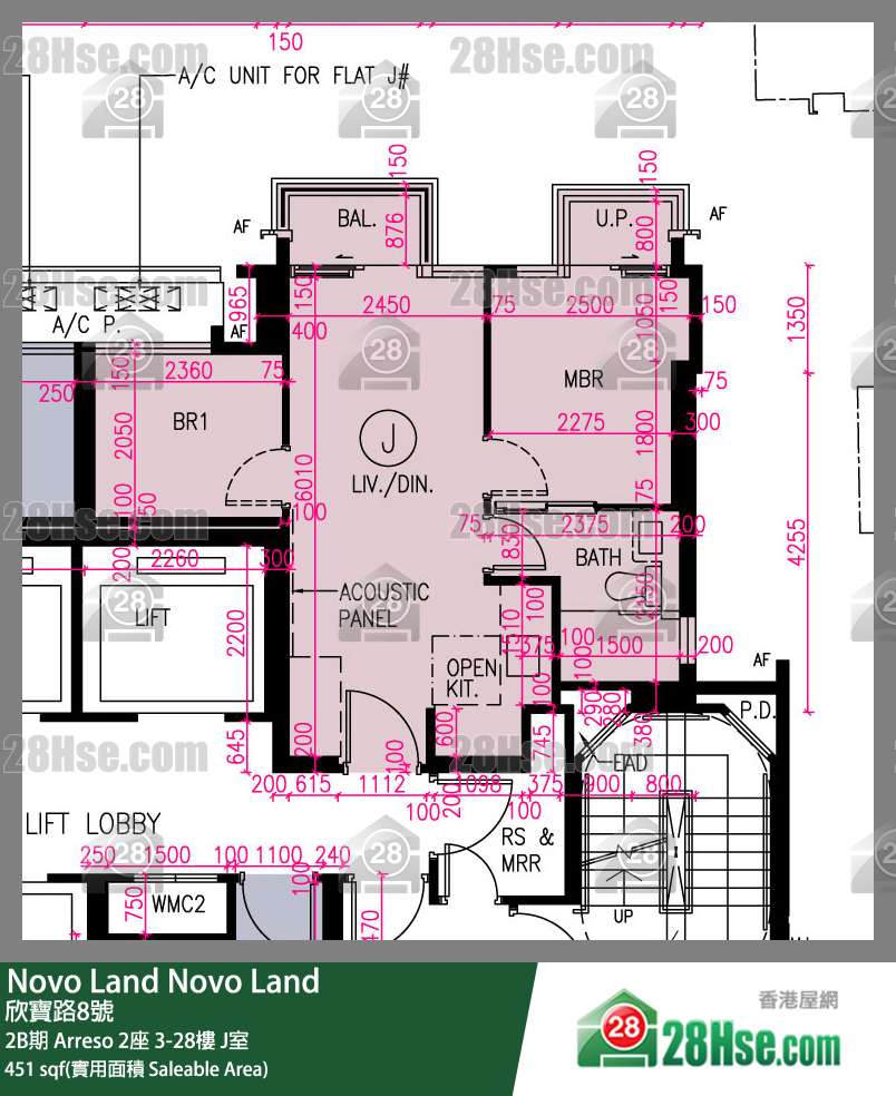Novo Land 单位平面图(由 28Hse 提供)