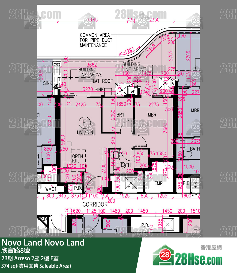 Novo Land 2B期 Arreso 2座 2樓 F室 平面圖