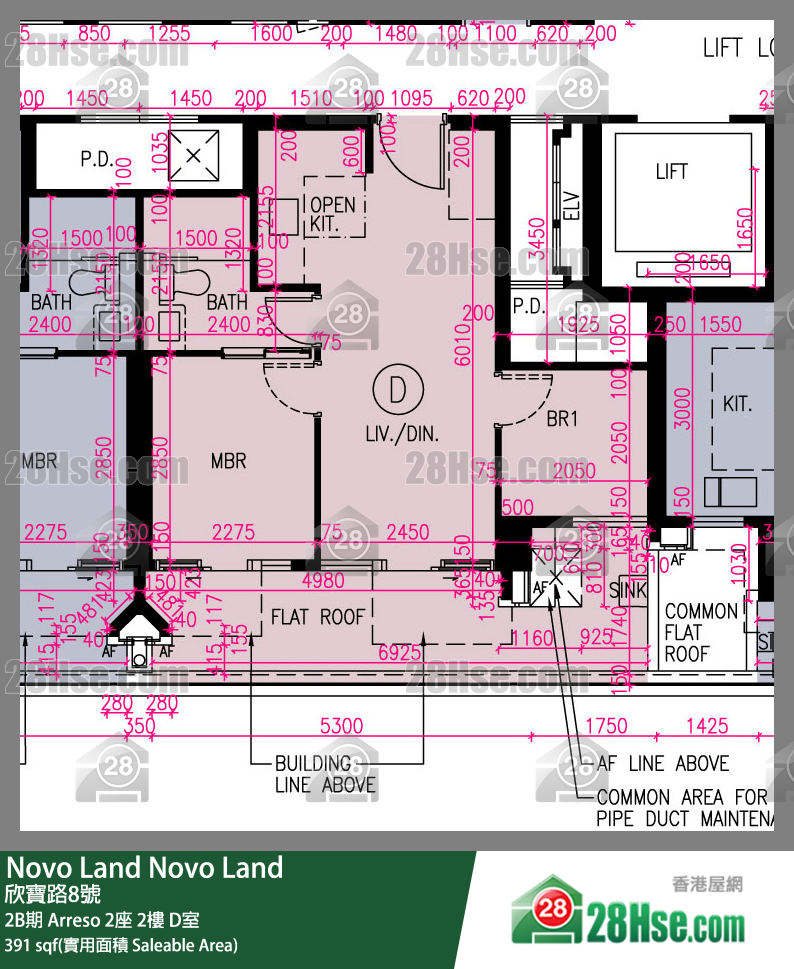 Novo Land 2B期 Arreso 2座 2樓 D室 平面圖