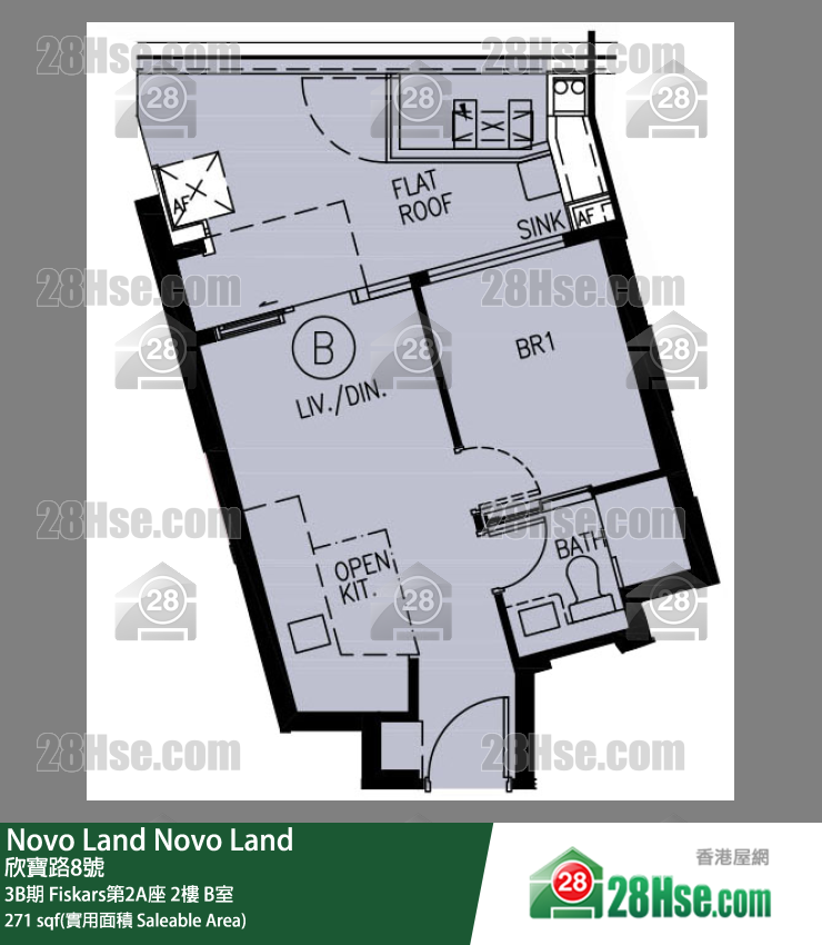 Novo Land 3B期 Fiskars第2A座 2樓 B室 平面圖