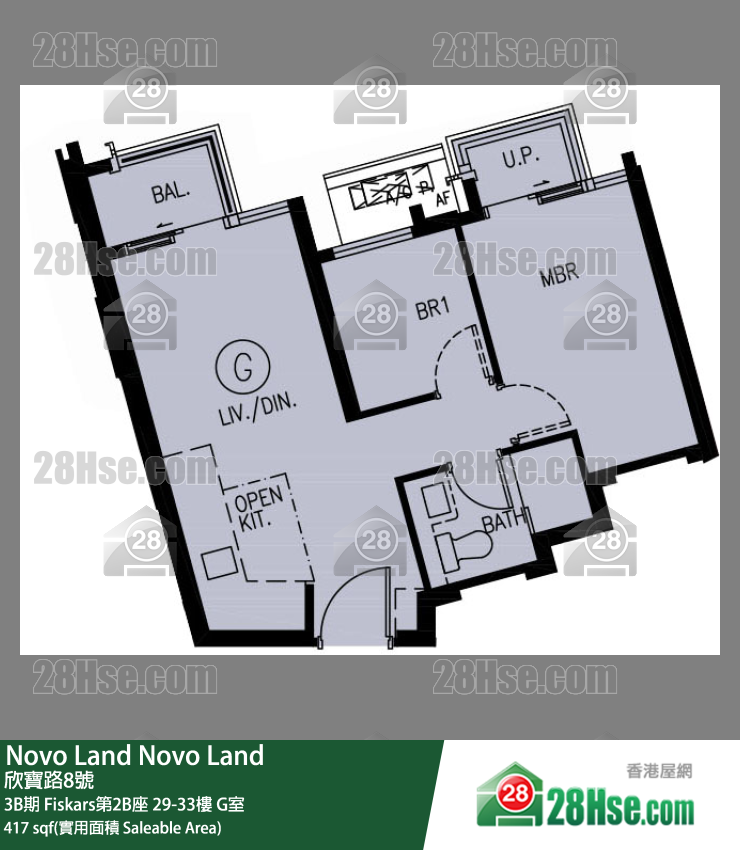 Novo Land 3B期 Fiskars第2B座 29樓 G室 平面圖