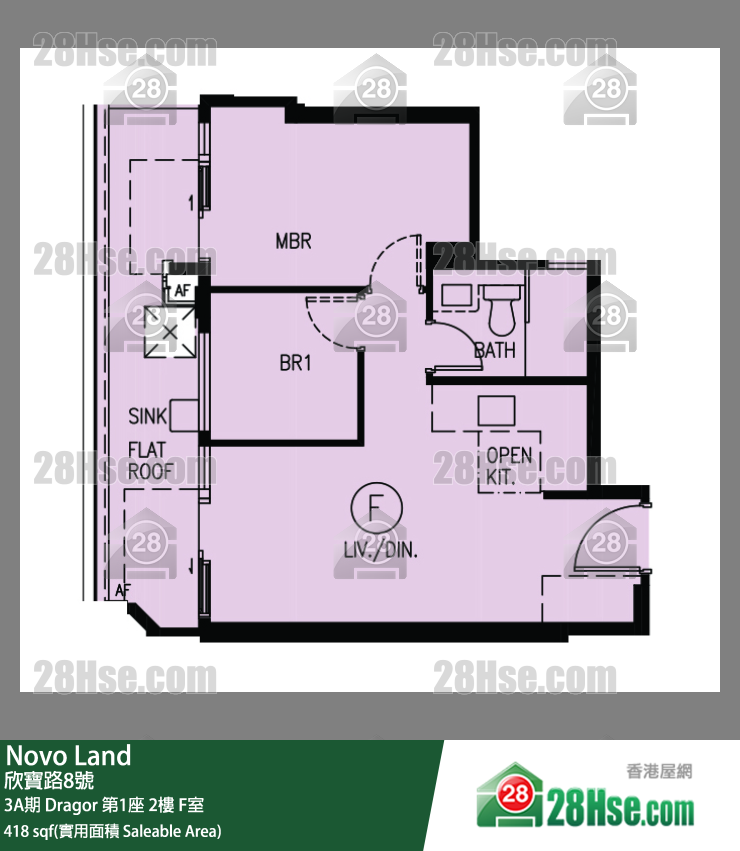 Novo Land 3A期 Dragor 第1座 2樓 F室 平面圖