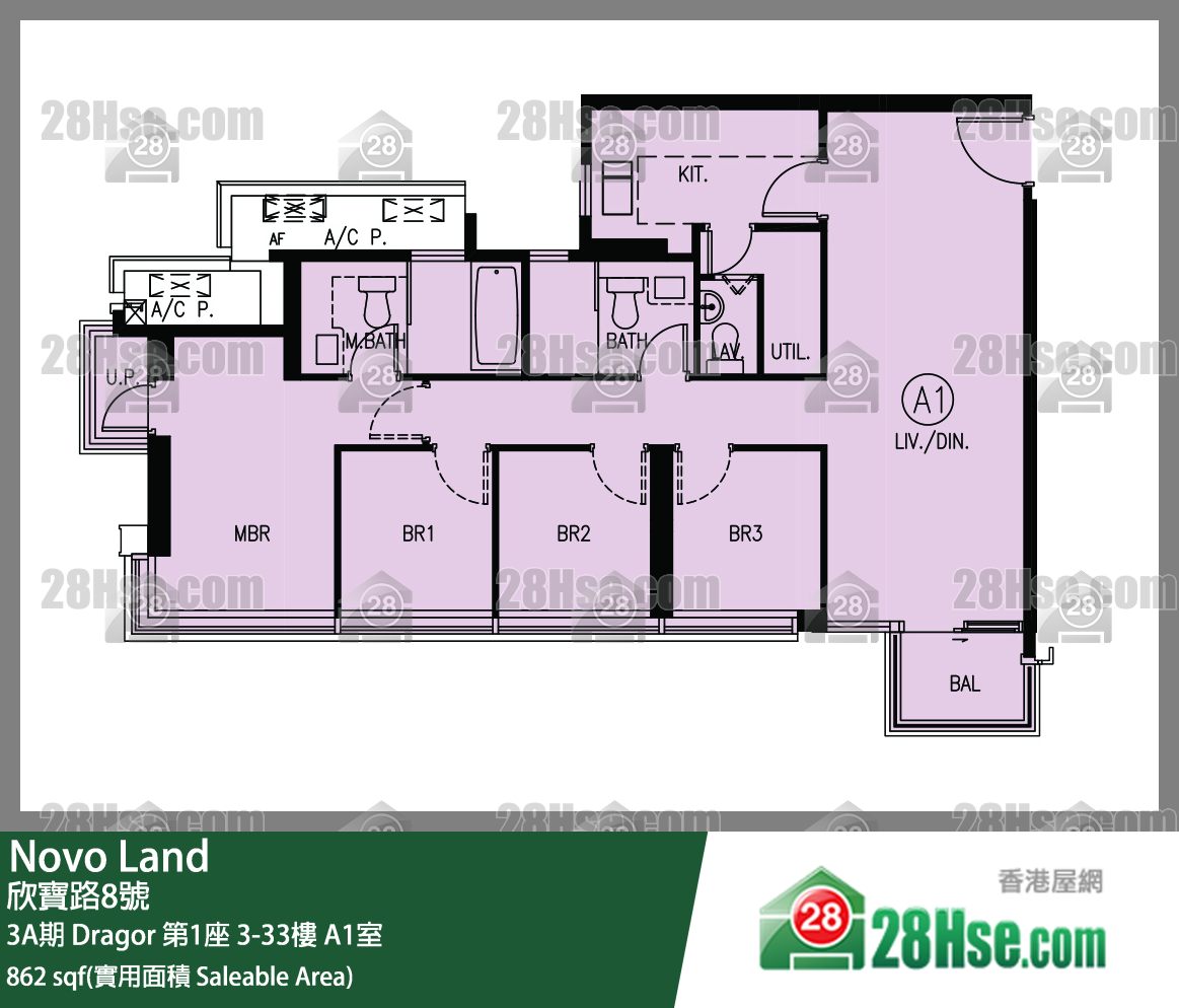 Novo Land 3A期Dragor 第1座7楼 A1室 平面图